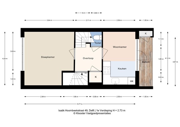 Plattegrond - Isaäk Hoornbeekstraat 49, 2613 HG Delft - 1e Verdieping.jpeg